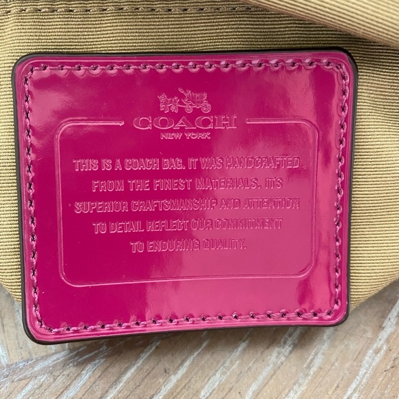 Coach Signature stripe tote bag, khaki/magenta - Picture 7 of 8